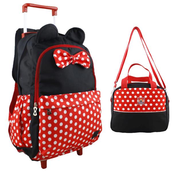 Imagem de Mochila Minnie Com Rodinhas Infantil + Lancheira Térmica Kit Escolar