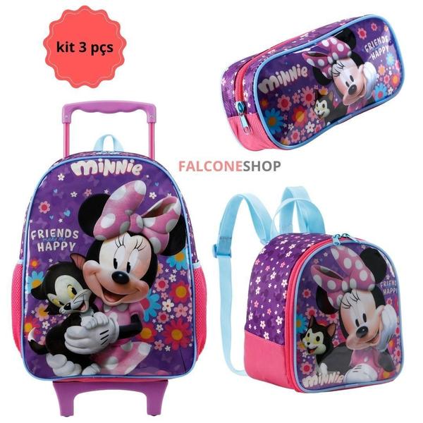 Imagem de Mochila Minnie Mouse Lilás com Rodinha e Kit