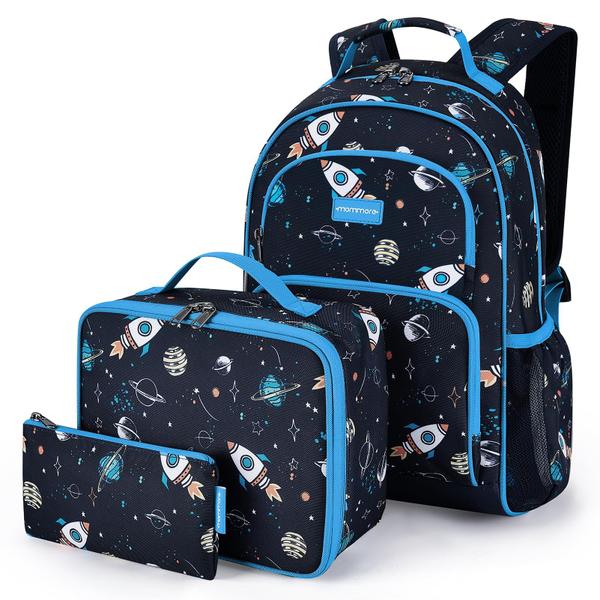 Imagem de Mochila mommore Kids Lightweight School preta-azul 3-13 anos