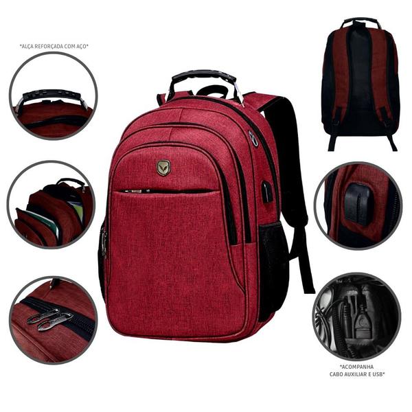 Imagem de Mochila Notebook 15 Pol USB Fone Carregador Alça Aço Yepp Cores