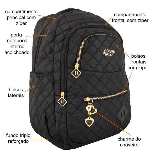 Imagem de Mochila Notebook 1516' Escolar Juvenil Metalassê Tiffany MH3172