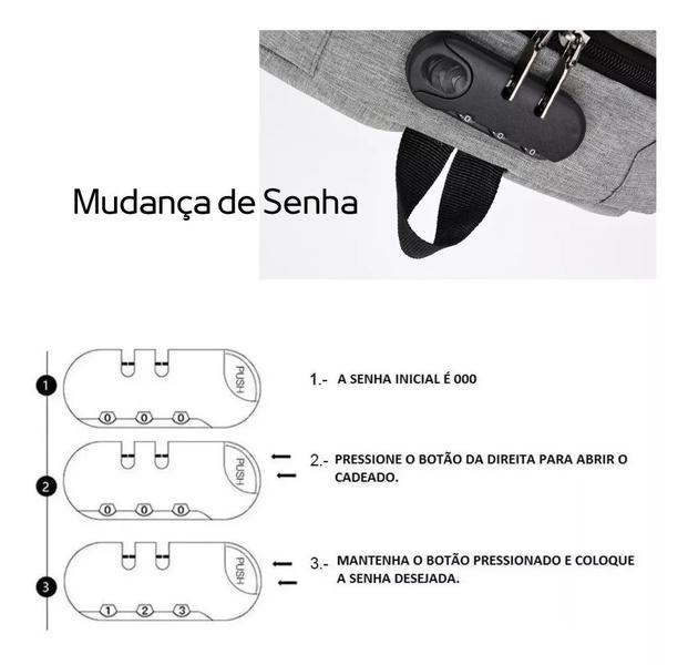 Imagem de Mochila Notebook Anti Furto Impermeável Com Saída Aux Usb