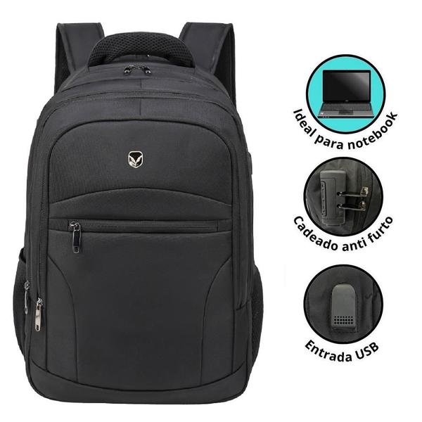 Imagem de Mochila Notebook Anti Furto Roubo Executiva Entrada Cabo Usb