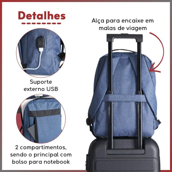 Imagem de Mochila Notebook Bolsa Moderna Masculina Feminina Usb