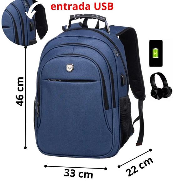 Imagem de Mochila Notebook Com Entrada Usb P/ Fone Masculina Feminina Yepp