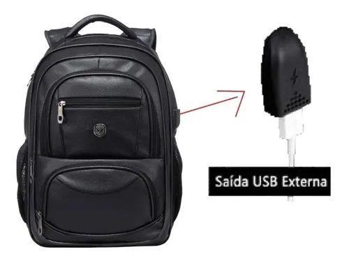 Imagem de Mochila Notebook Couro Pu Executiva Alça Acolchoada