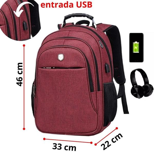 Imagem de Mochila Notebook Entrada Usb Fone Masculina Feminina Yepp