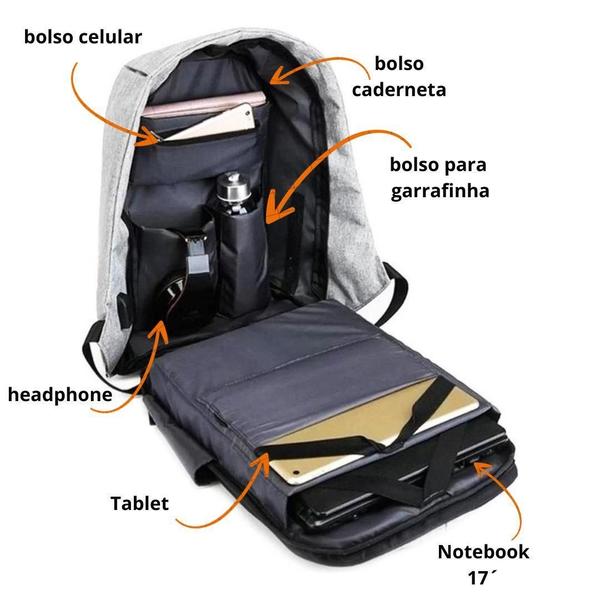 Imagem de Mochila Notebook Impermeável Antifurto Fecho Oculto Dl0848