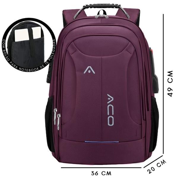 Imagem de Mochila Notebook Masculina Feminina Reforçada Resistente a Água Marcador de Bagagem  Bolso Anti Furto Escolar Faculdade Dia a Dia Trabalho