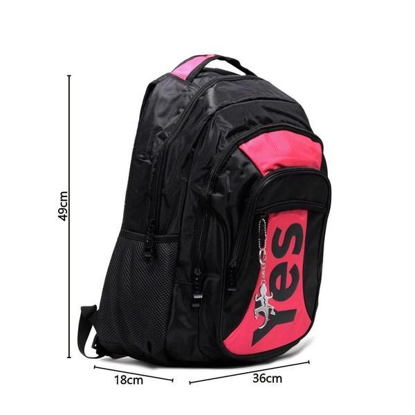 Imagem de Mochila Notebook Yes Com 3 Bolsos Grande Preto/Rosa