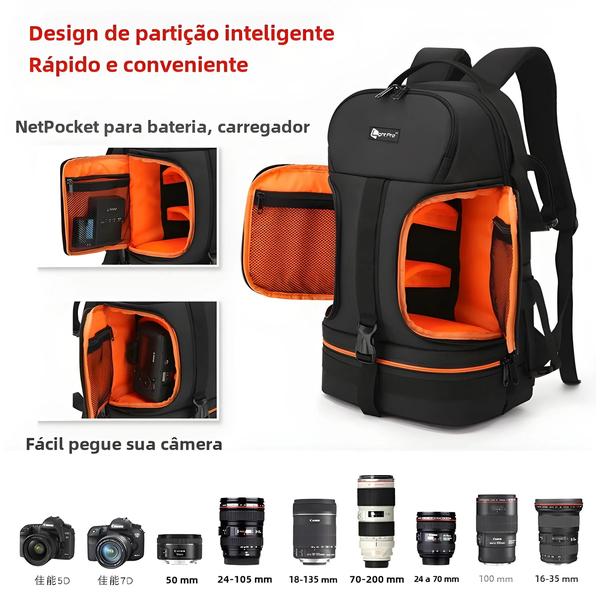 Imagem de Mochila para Câmera de Vídeo à Prova d'Água e Choque - com Capa para Tripé Acolchoada