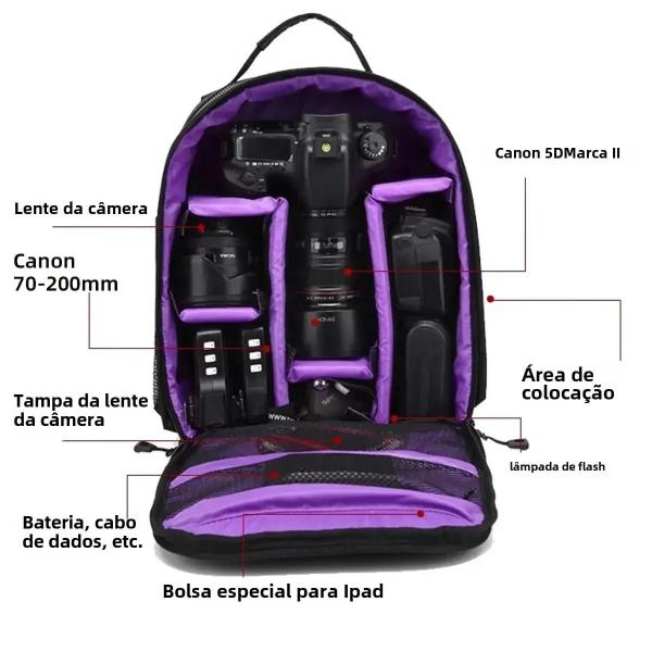 Imagem de Mochila Para Câmera Dslr Slr, À Prova D'água, Grande Capacidade, Para Canon, Nikon, Sony, Leve,