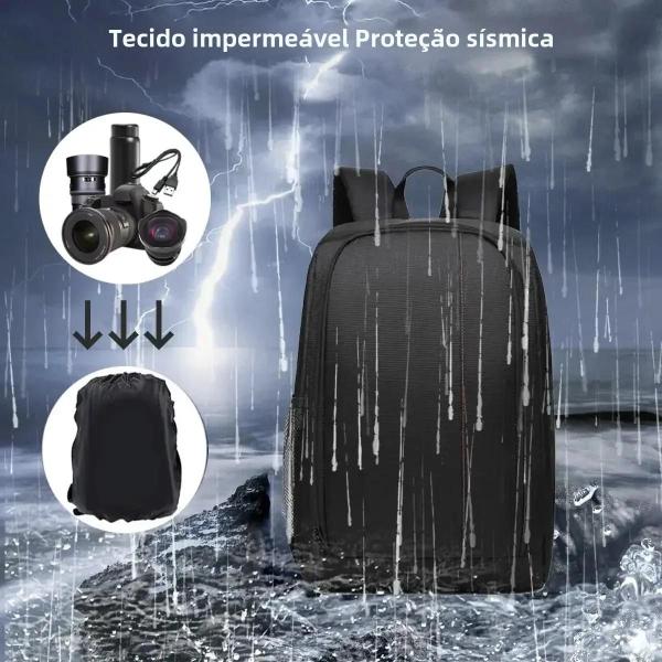 Imagem de Mochila Para Câmera Dslr Slr, À Prova D'água, Grande Capacidade, Para Canon, Nikon, Sony, Leve,