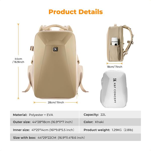 Imagem de Mochila para câmera K&F Concept Hardshell Waterproof 22L