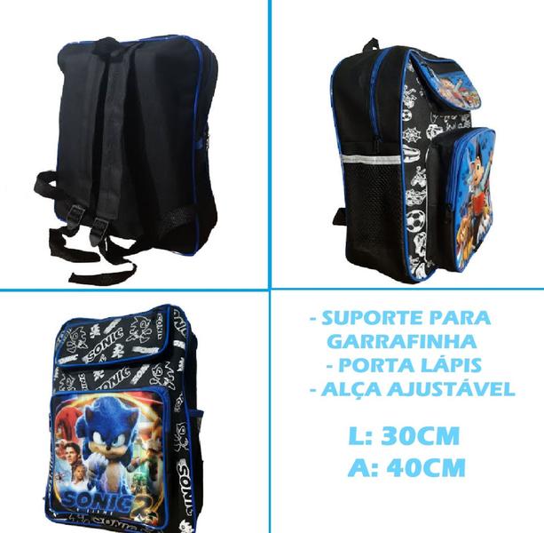 Imagem de Mochila Para Costas Meninos Personagens Infantis Bolsos Para Lápis e Garrafa