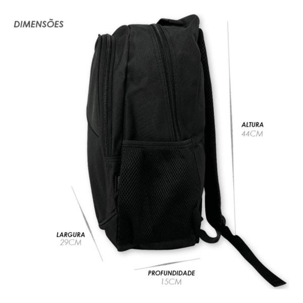 Imagem de Mochila Para Escola Faculdade Bolsa Resistente Basica para Notebook All Black com Bolso Lateral