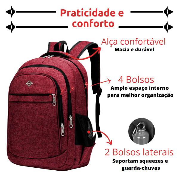 Imagem de Mochila para Homens Multifuncional Prática Leve e Com Forro Interno Bolsos Espaçosos com Divisórias Notebook