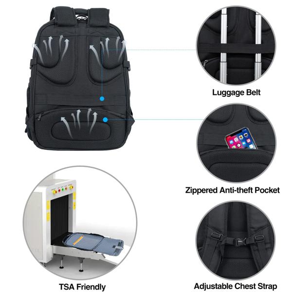 Imagem de Mochila para laptop KROSER Travel XXXL de 18,4 polegadas com capa rígida