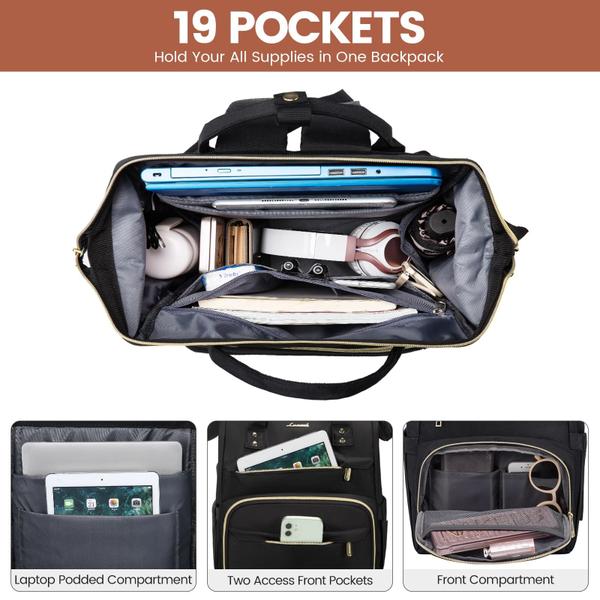 Imagem de Mochila para laptop LOVEVOOK 15,6 polegadas impermeável preta