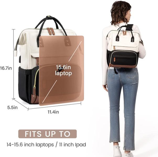 Imagem de Mochila para laptop LOVEVOOK para mulheres 15,6" impermeável preta