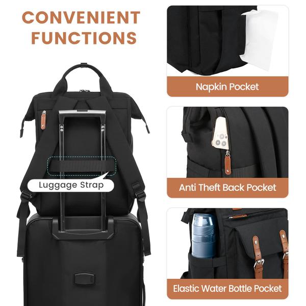 Imagem de Mochila para laptop LOVEVOOK para mulheres, trabalho e viagens de 15,6 polegadas