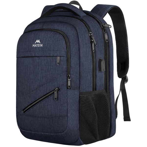 Imagem de Mochila para laptop MATEIN de 17 polegadas com porta de carregamento USB - azul