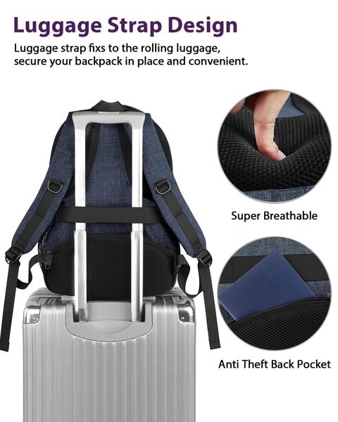 Imagem de Mochila para laptop MATEIN de 17 polegadas com porta de carregamento USB - azul