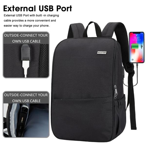 Imagem de Mochila para laptop MAXTOP Deep Storage 15,6" com porta USB preta