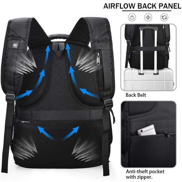 Imagem de Mochila para laptop NUBILY Waterproof 45L com USB de 17,3 polegadas preta