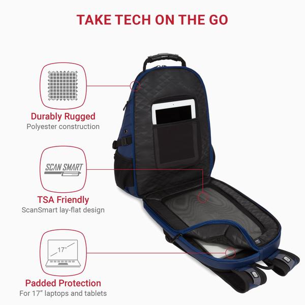 Imagem de Mochila para laptop SwissGear 1900 Scansmart TSA 17 polegadas Navy