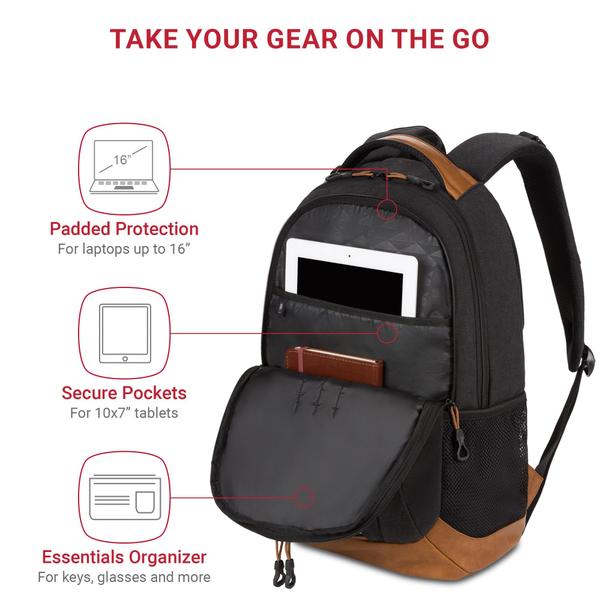 Imagem de Mochila para laptop SwissGear Cecil 5505 preta/marrom 18"