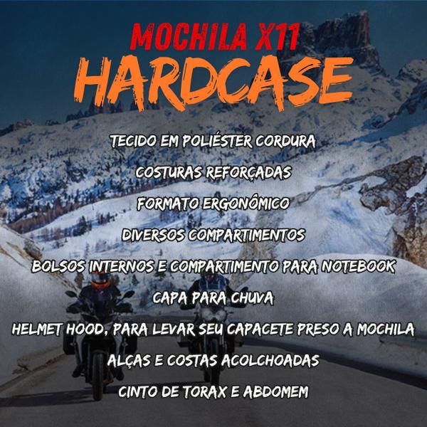 Imagem de Mochila para motoqueiro x11 hardcase preto - capa de chuva - impermeável - helmet hoot - bolsa por capacete