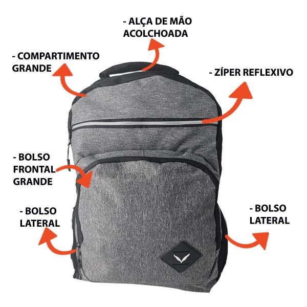 Imagem de Mochila Para Notebook Até 15” Com Zíper Refletivo C/ Capa MM9125