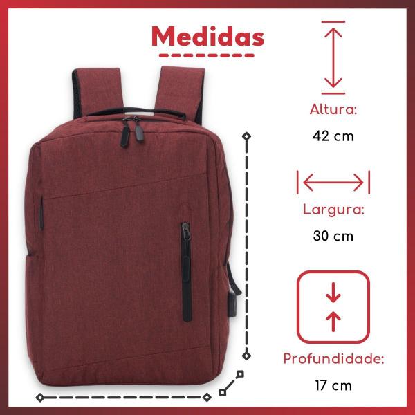 Imagem de Mochila para Notebook Unissex Com 3 Compartimentos - Vermelho