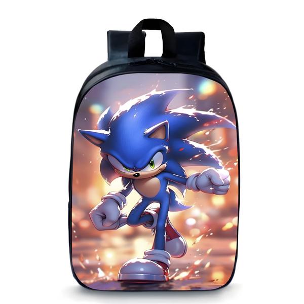 Imagem de Mochila  pequena pré escolar creche infantil anime sonic em ação