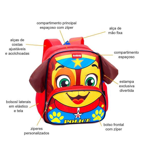 Imagem de Mochila Police Cão Infantil Bolsas Escolar M4731