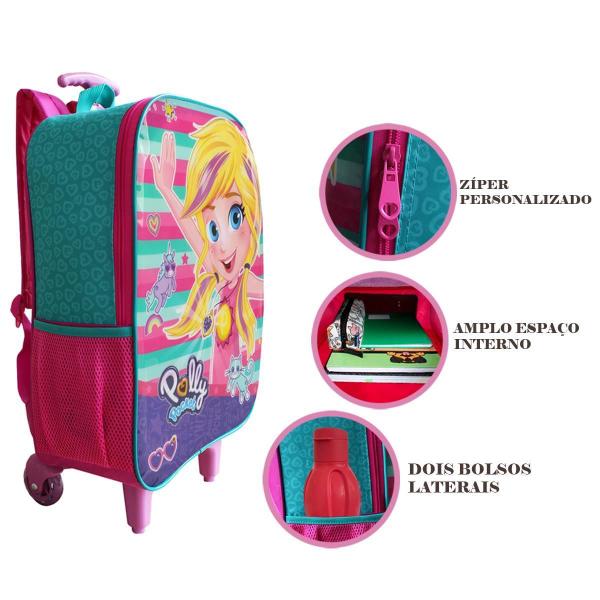 Imagem de Mochila Polly Pocket Escolar De Rodinhas Meninas Infantil