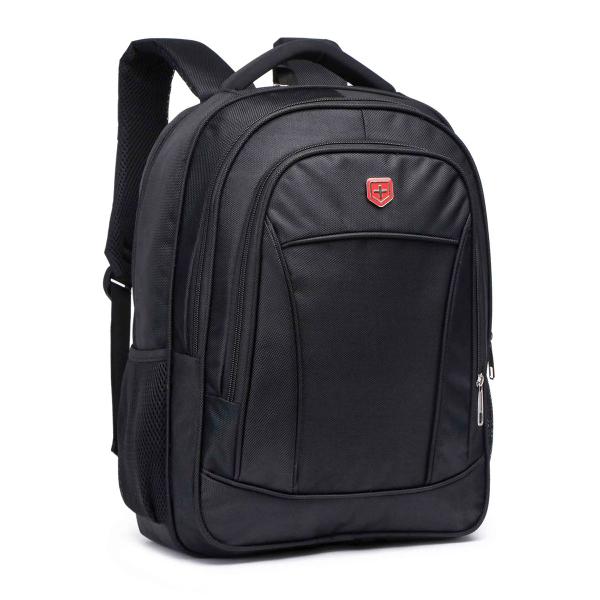 Imagem de Mochila Preta Executiva Feminina Masculina Swiss Notebook Laptop Tablet até 15 Polegadas 3 Divisões Nylon Poliester