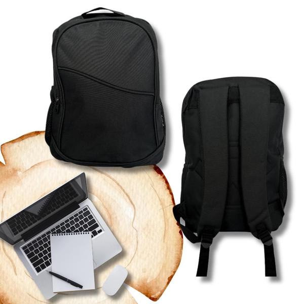 Imagem de Mochila Preta Notebook Bolsa Resistente Escola Faculdade Trabalho All Black