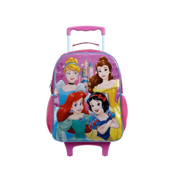 Imagem de Mochila Princesas Disney Bolsa Rodinha Infantil 16L Rosa