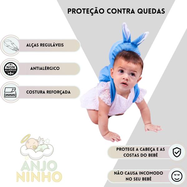 Imagem de Mochila Protetora de Bebê Almofada Travesseiro Personagem Pelúcia de Proteção Cabeça e Costas