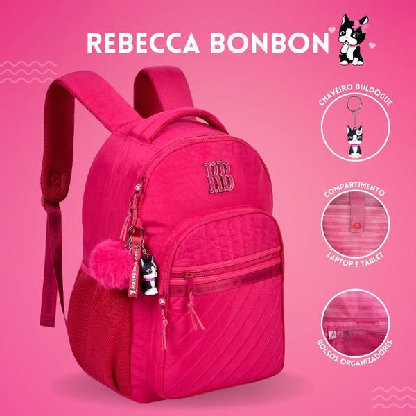 Imagem de Mochila Rebecca Bonbon Bolsa Escolar Costa Chaveiro Buldogue