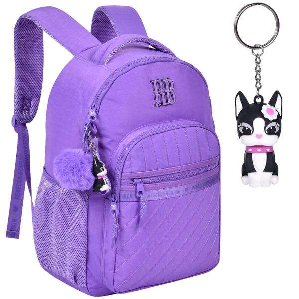 Imagem de Mochila Rebecca Bonbon Bolsa Escolar Costa Chaveiro Buldogue