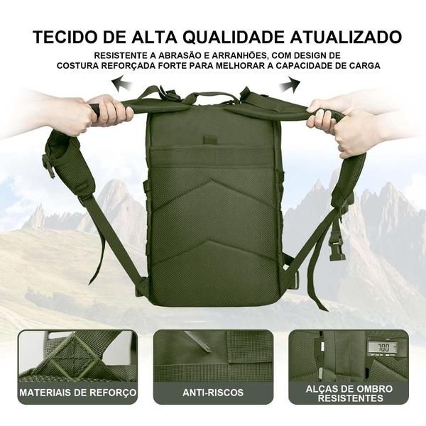 Imagem de Mochila Reforçada Impermeavel Tática Militar 50L Viagem Academia Esportiva Camping Trilha Acabamento Multifuncional Masculina Feminina