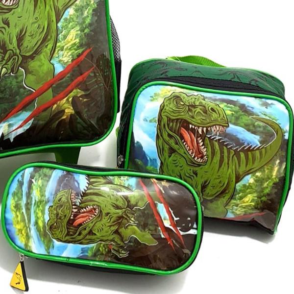 Imagem de Mochila Roda Jogo 3 Peças Lancheira E Estojo Dino Dl1392