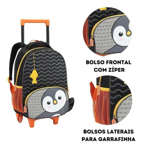 Imagem de Mochila Rodinha Alça Infantil Menino Pinguim Zoop Seanite