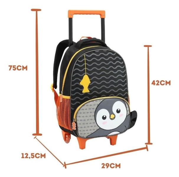 Imagem de Mochila Rodinha Alça Infantil Menino Pinguim Zoop Seanite