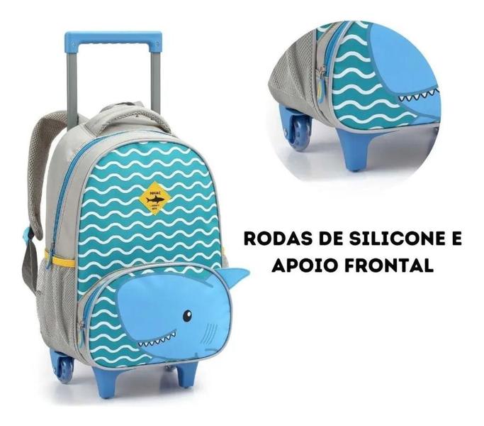 Imagem de Mochila Rodinha Alça Infantil Menino Tubarão Zoop Seanite