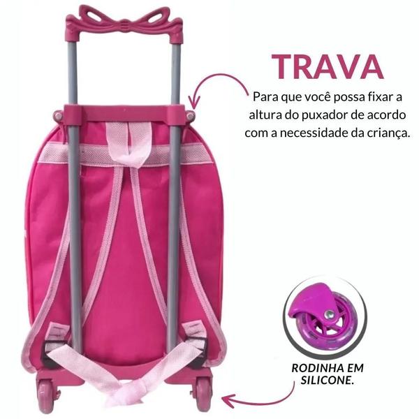 Imagem de Mochila Rodinha Escolar Infantil Menina + Lancheira Térmica