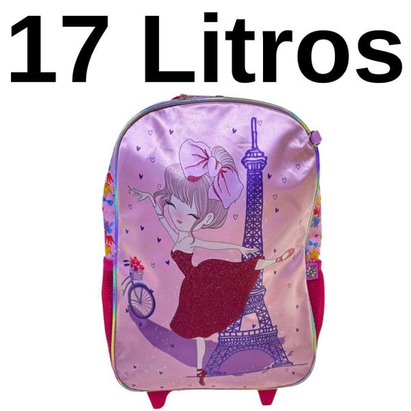 Imagem de Mochila Rodinha+Estojo 2 Ziper+Lancheira Happy Girl Grande